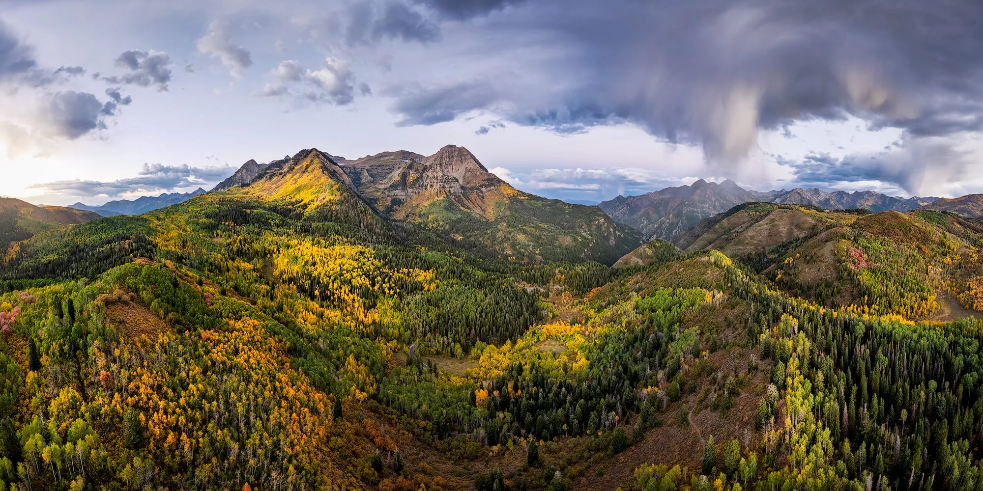 A beautiful panoramic photography print titled Autumn Morning Magic in Utah.
