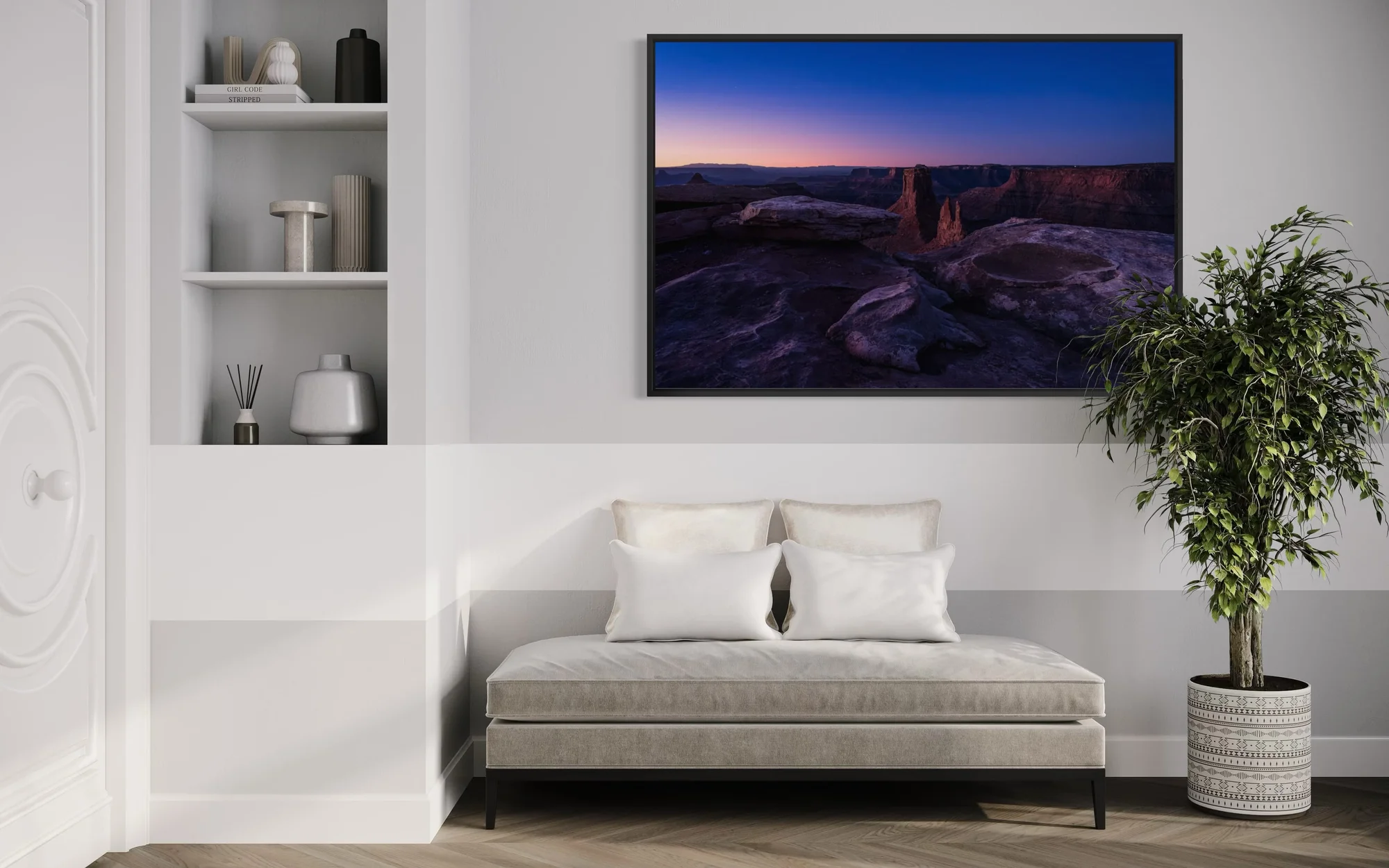 Blue Hour Silence In Home - Float Mount Black Frame
