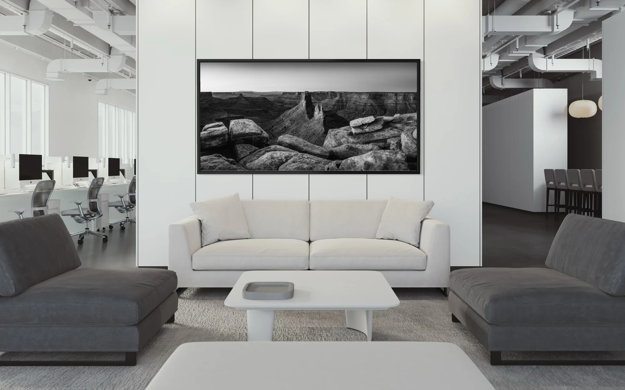 Desert Form In Office - Float Mount Black Frame - I