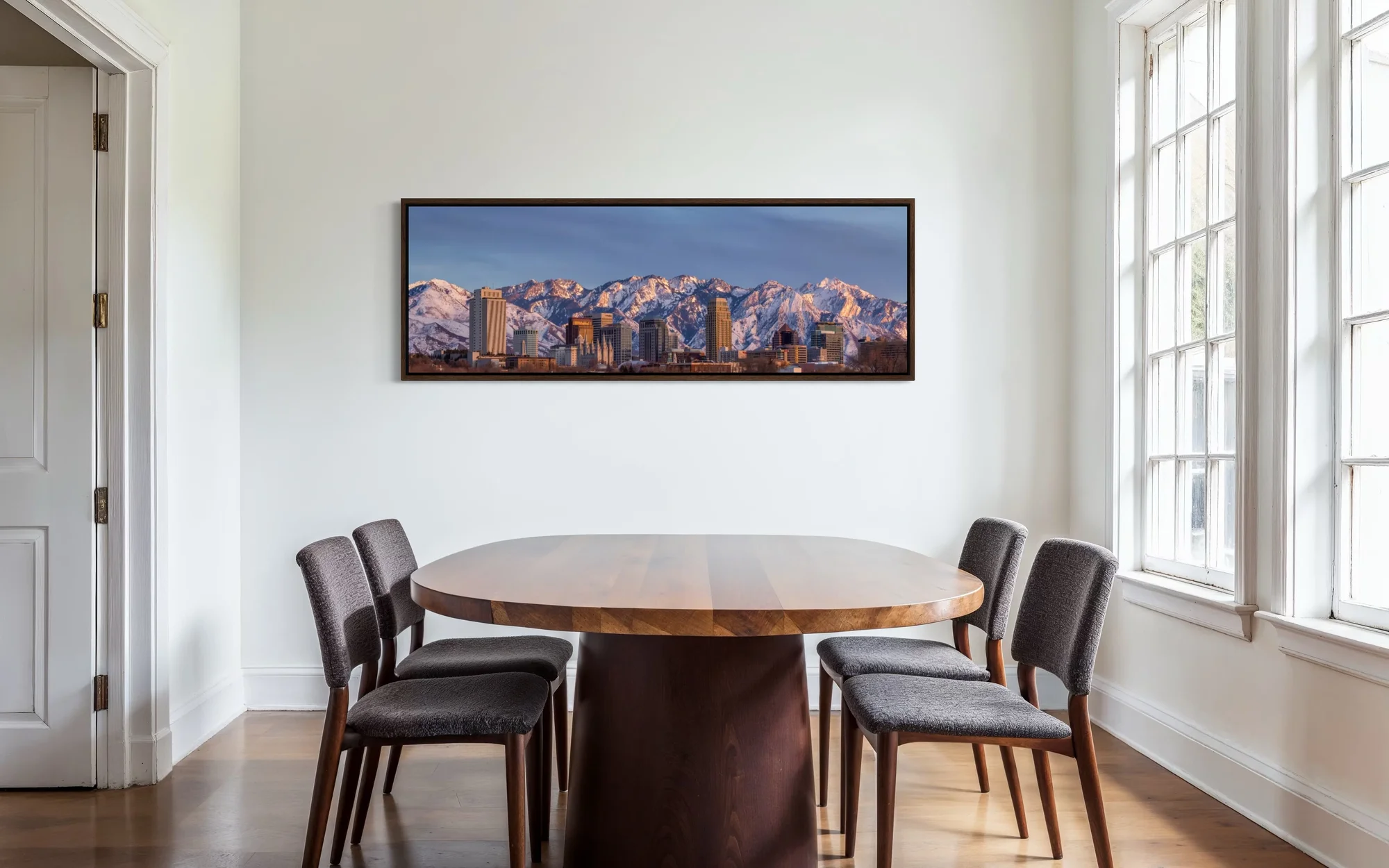 Salt Lake City Skyline Panorama In Home Dining Room Float Mount Framed