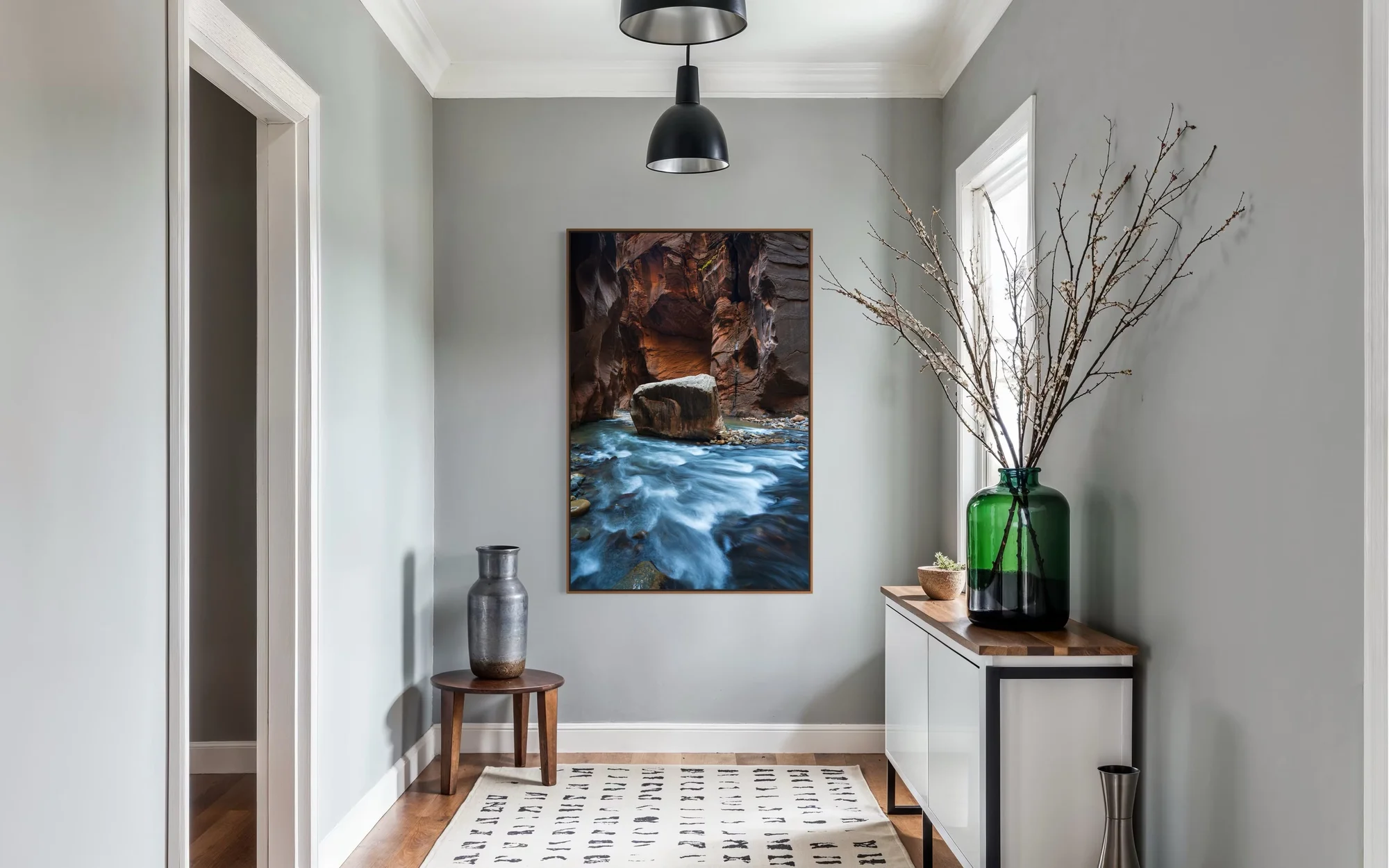 Silent Passage In Home Hallway - Float Mount Framed