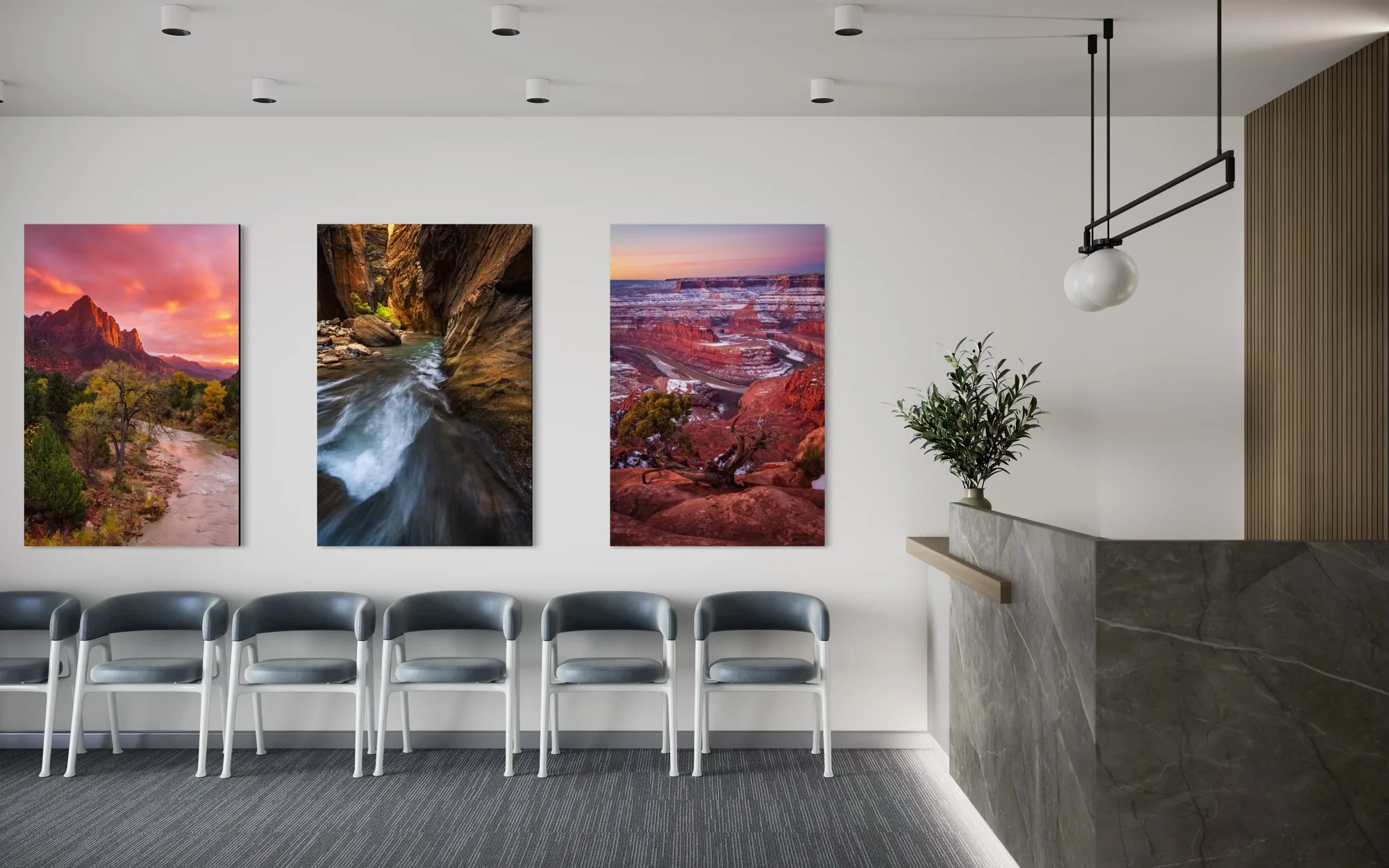 Southwest Vertical Prints In Office Lobby Waiting Area